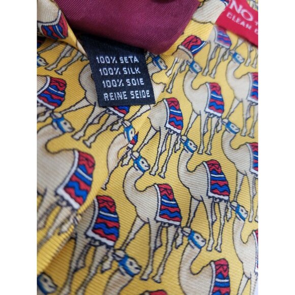 Cervino Mens Yellow Camel Pattern Silk Necktie 59" X 3.75" Made In Italy - Picture 5 of 6